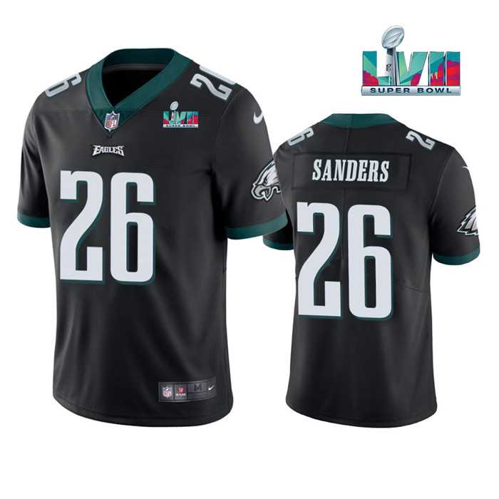 Men & Women & Youth Philadelphia Eagles #26 Miles Sanders Black Super Bowl LVII Patch Vapor Untouchable Limited Stitched Jersey